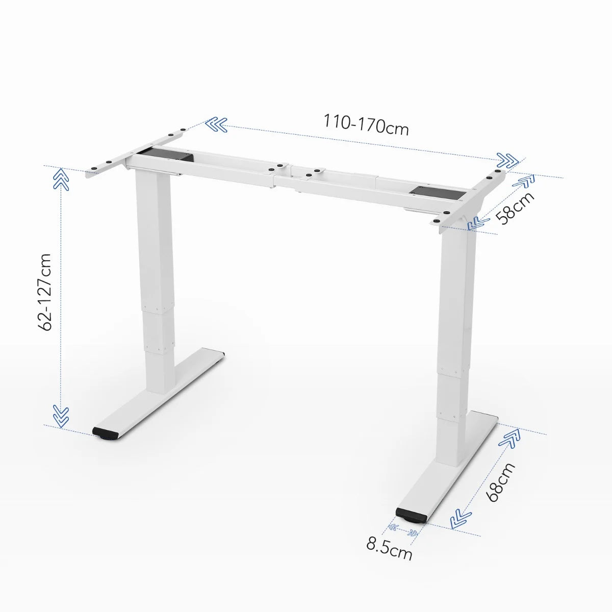 The desk with the size measurements