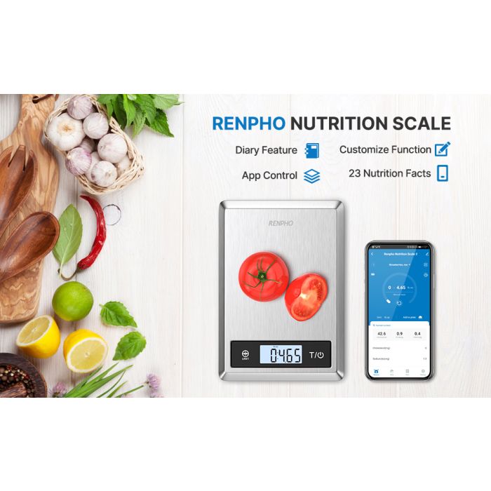 RENPHO Smart Nutrition Scale - BLE - Grey (up to 11lb)